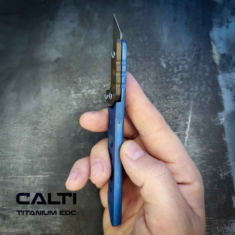 Load image into Gallery viewer, Custom Titanium Utility Blade Holder - EDC Pocket Knife &amp; Box Cutter - Durable EDC Blade Holder
