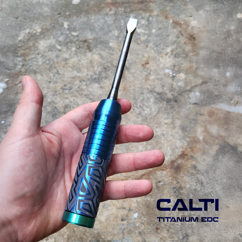 Load image into Gallery viewer, Custom Handmade Titanium Flathead Screwdriver - With internal tool compartment - Precision Salt Waterproof Tool
