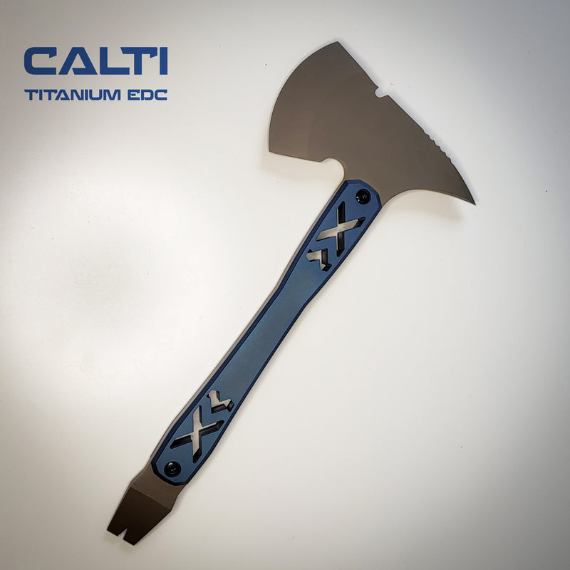 Load image into Gallery viewer, Ultra-Durable Tactical Axe | D2 Steel, Titanium Scales &amp; Cerakote Finish | CALTI Pry Bar Multi-Tool

