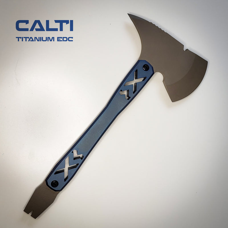 Load image into Gallery viewer, Ultra-Durable Tactical Axe | D2 Steel, Titanium Scales &amp; Cerakote Finish | CALTI Pry Bar Multi-Tool

