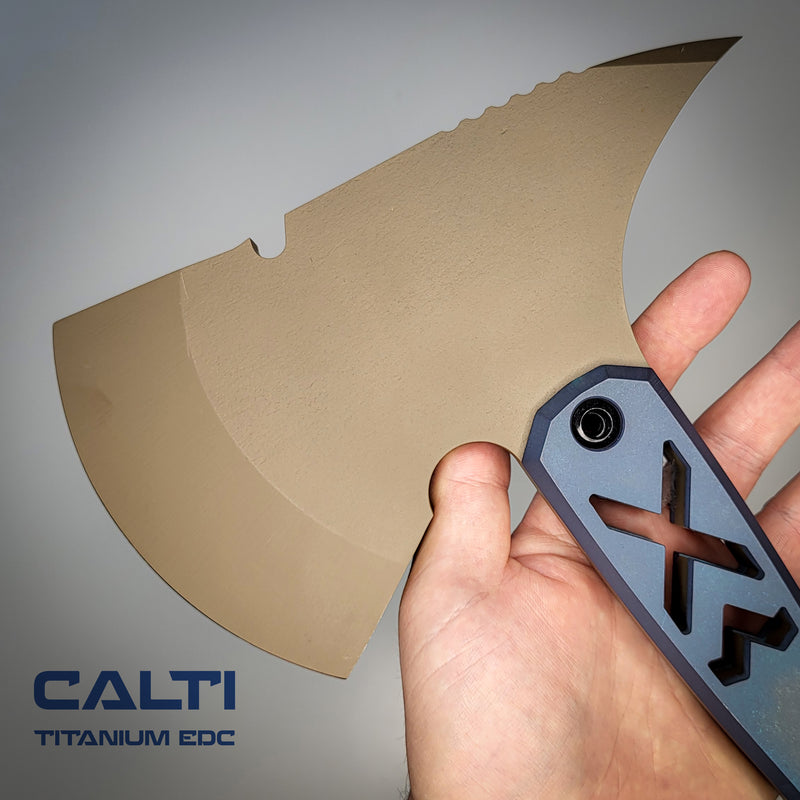Load image into Gallery viewer, Ultra-Durable Tactical Axe | D2 Steel, Titanium Scales &amp; Cerakote Finish | CALTI Pry Bar Multi-Tool
