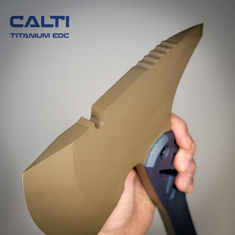 Load image into Gallery viewer, Ultra-Durable Tactical Axe | D2 Steel, Titanium Scales &amp; Cerakote Finish | CALTI Pry Bar Multi-Tool
