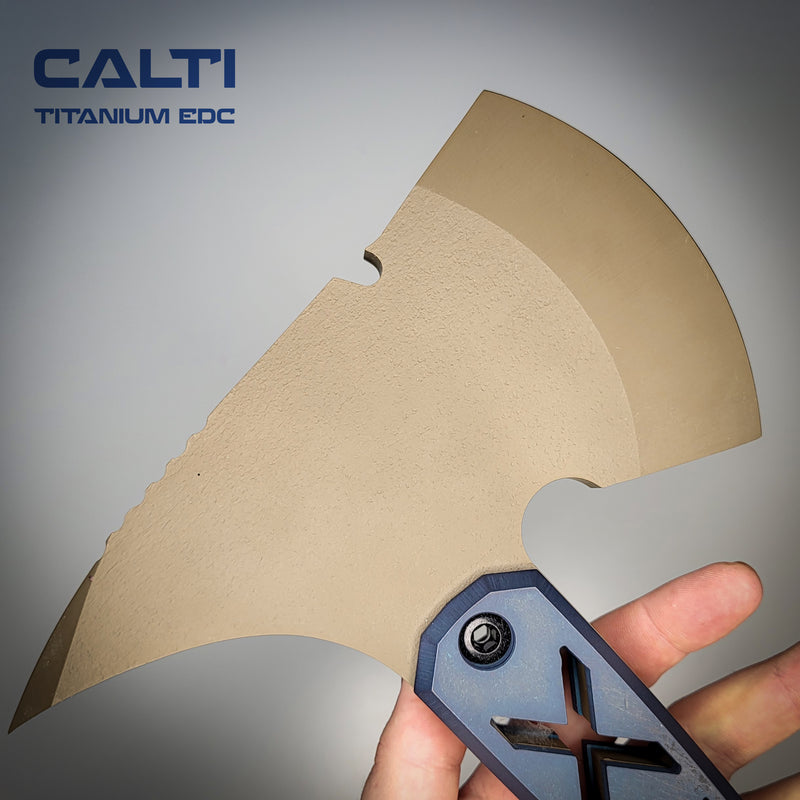 Load image into Gallery viewer, Ultra-Durable Tactical Axe | D2 Steel, Titanium Scales &amp; Cerakote Finish | CALTI Pry Bar Multi-Tool
