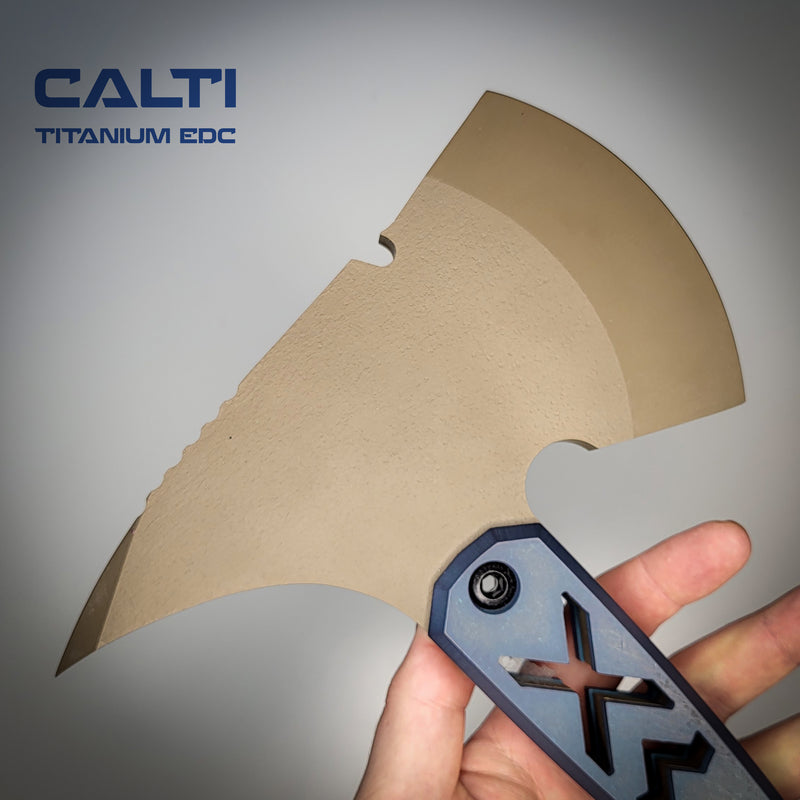 Load image into Gallery viewer, Ultra-Durable Tactical Axe | D2 Steel, Titanium Scales &amp; Cerakote Finish | CALTI Pry Bar Multi-Tool
