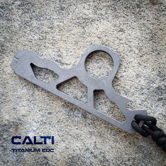 EDC Titanium Knuck-Style Keychain: Titanium Multi-Tool, Bottle Opener & Pry Bar