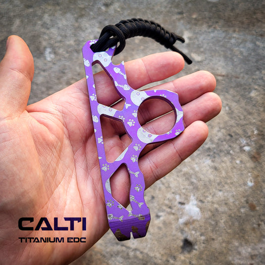EDC Custom Titanium Knuck-Style Keychain: Titanium Multi-Tool, Bottle Opener & Pry Bar