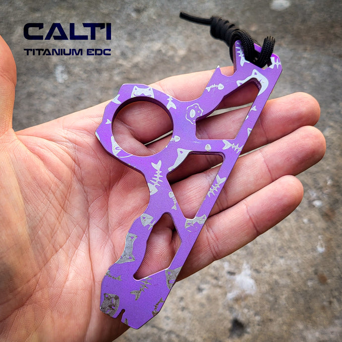 EDC Custom Titanium Knuck-Style Keychain: Titanium Multi-Tool, Bottle Opener & Pry Bar
