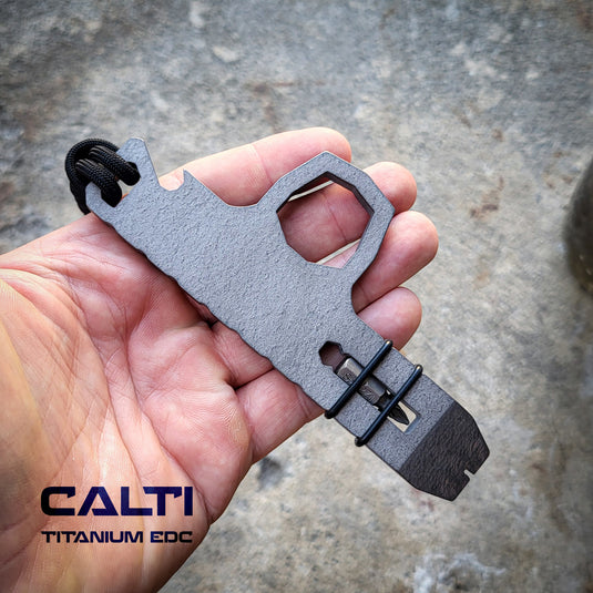 EDC Titanium Knuck-Style Keychain: Titanium Multi-Tool, Bottle Opener & Pry Bar