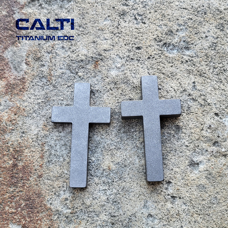 Load image into Gallery viewer, Big Titanium Cross, Hypoallergic Christian Custom Accessory, Necklace or Keychain
