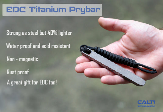 CALTI Titanium Pocket Prybar: Ultra-Strong & Lightweight EDC Tool (Stonewashed or Anodized)