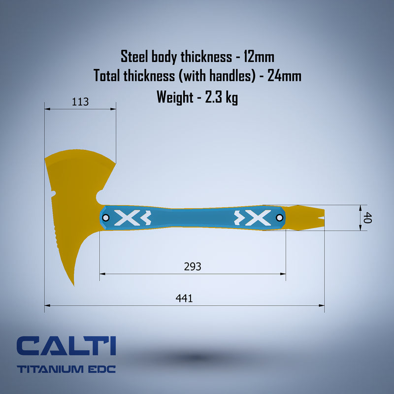 Load image into Gallery viewer, Ultra-Durable Tactical Axe | D2 Steel, Titanium Scales &amp; Cerakote Finish | CALTI Pry Bar Multi-Tool

