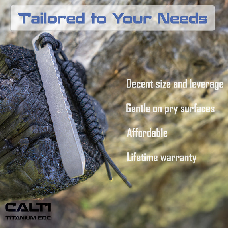 Load image into Gallery viewer, CALTI Titanium Pocket Prybar: Ultra-Strong &amp; Lightweight EDC Tool (Stonewashed or Anodized)
