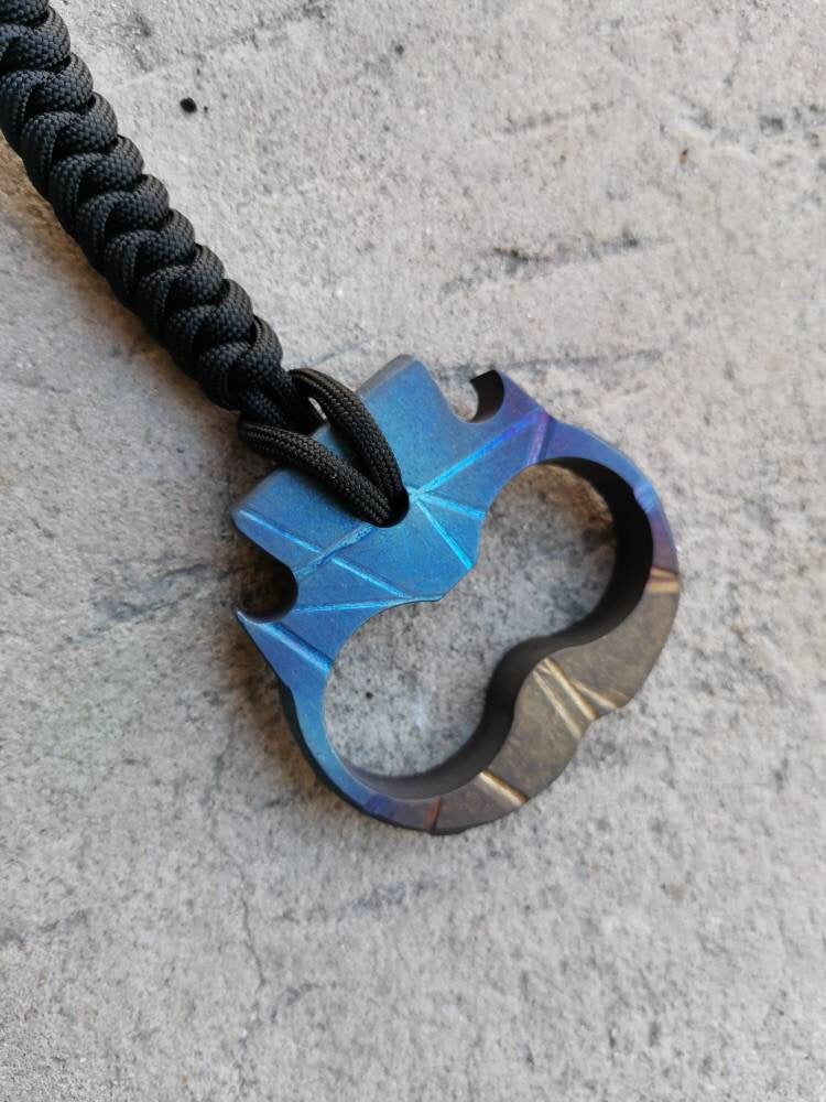 Load image into Gallery viewer, Titanium knucks keychain, titanium multitool, bottle opener, hexagon for bits, multi tool, edc tool, edc aluminum, tactical keychain, knuck
