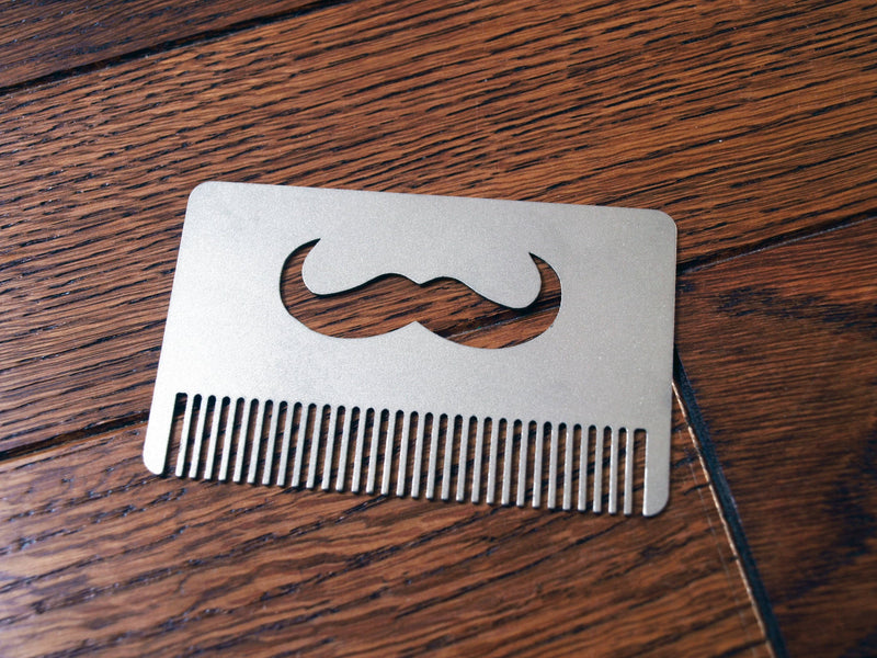 Load image into Gallery viewer, Titanium Mustache Comb from Calti, edc tool, tactical tool, edc, every day carry, titanium edc, tactical edc, beard comb, hipster comb
