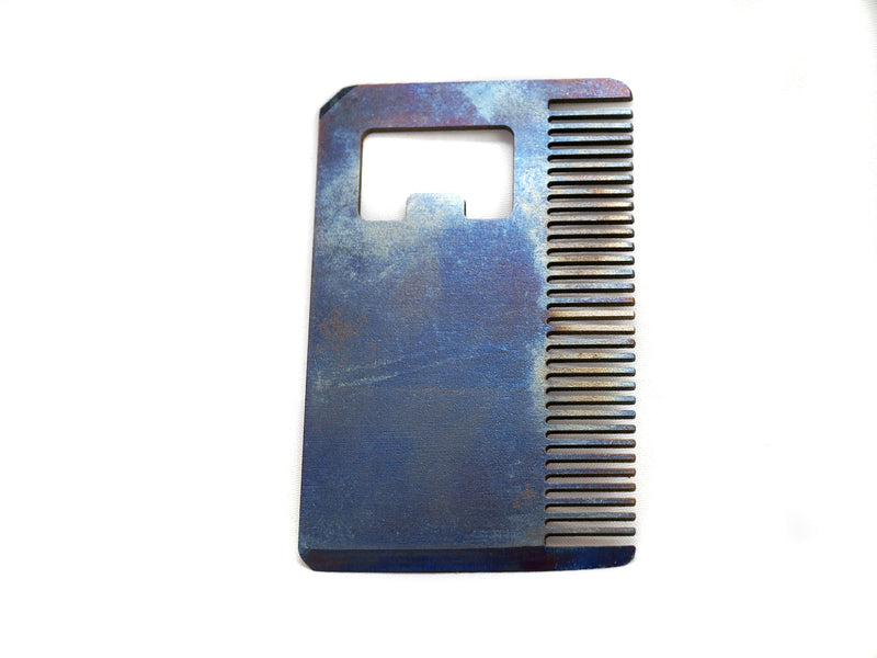 Load image into Gallery viewer, Titanium Card Size Mustache Comb from Calti, edc tool, tactical tool, edc, every day carry, titanium edc, tactical edc, beard comb, comb
