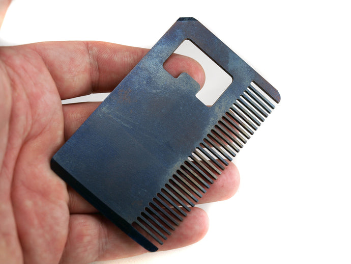 Titanium Card Size Mustache Comb from Calti, edc tool, tactical tool, edc, every day carry, titanium edc, tactical edc, beard comb, comb