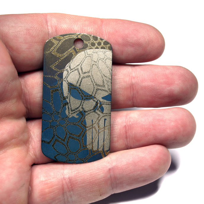 Punisher Titanium tag, Military badge, military Tag, Hypoalergic, pet tag, titanium edc, medical tag, medical alert tag, engraved tag