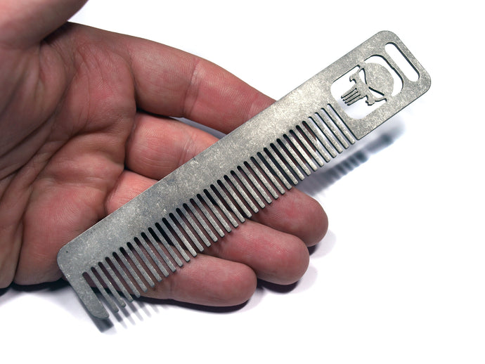 Titanium Middle Travel Comb from Calti, edc tool, edc, every day carry, hair comd, titanium edc, tactical edc, punisher custom