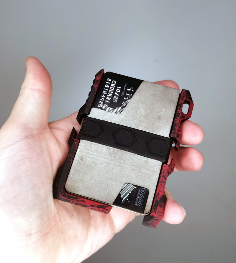 Load image into Gallery viewer, Custom Tacticool EDC Wallet Red &amp; Black with Trident
