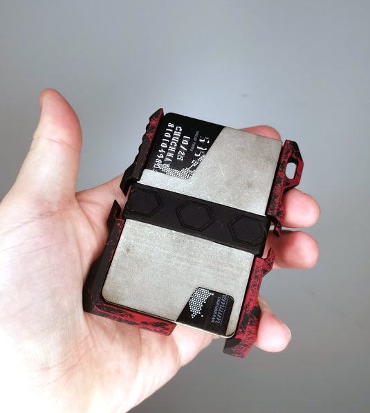 Custom Tacticool EDC Wallet Red & Black with Trident