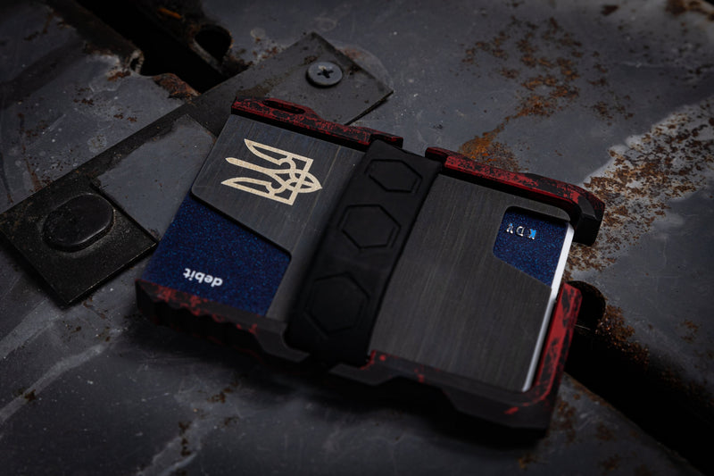 Load image into Gallery viewer, Custom Tacticool EDC Wallet Red &amp; Black with Trident
