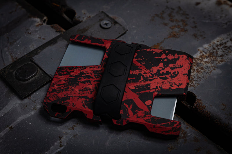 Load image into Gallery viewer, Custom Tacticool EDC Wallet Red &amp; Black with Trident
