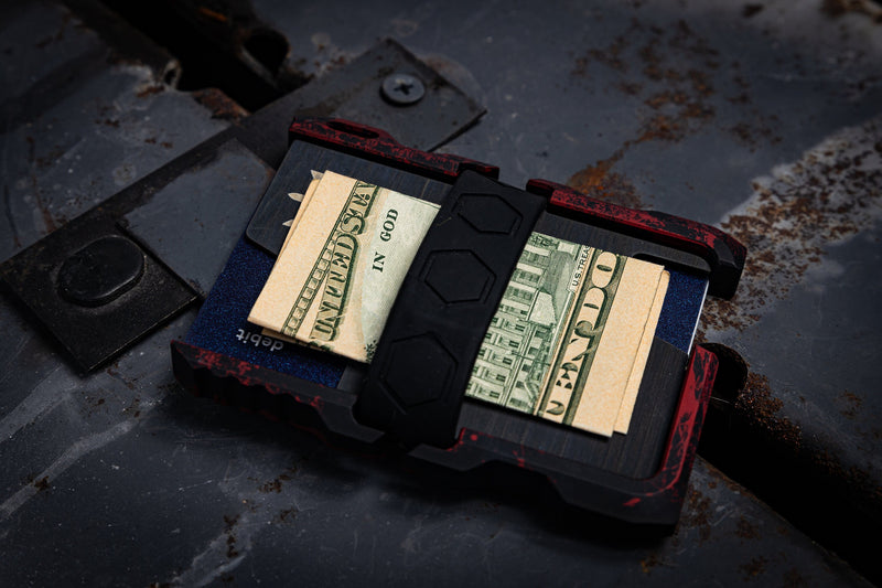 Load image into Gallery viewer, Custom Tacticool EDC Wallet Red &amp; Black with Trident
