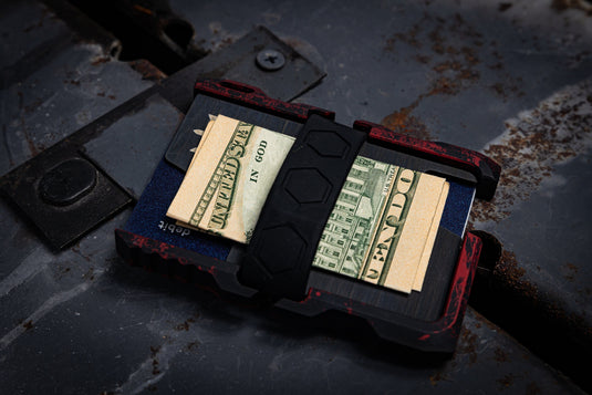 Custom Tacticool EDC Wallet Red & Black with Trident