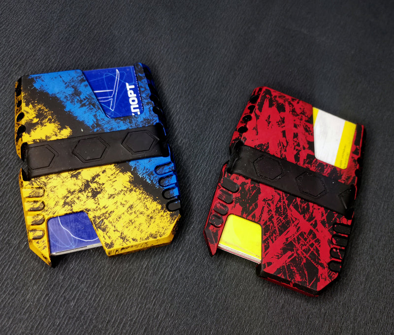 Load image into Gallery viewer, Ukrainian Flag Tactical EDC Minimalist Slim Wallet by CALTI, RFID Protect, Mens Wallet, Business Card Holder, Front Pocket Wallet, Sparkle
