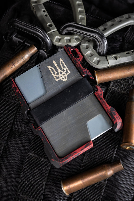 Custom Tacticool EDC Wallet Red & Black with Trident