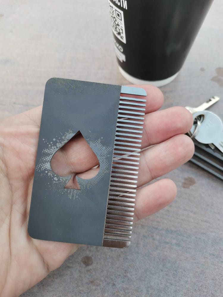 Load image into Gallery viewer, Titanium Card Size Beard Comb from Calti, edc tool, tactical tool, edc, every day carry, titanium edc, tactical edc, beard comb, comb
