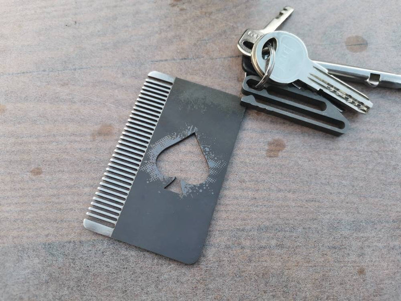 Load image into Gallery viewer, Titanium Card Size Beard Comb from Calti, edc tool, tactical tool, edc, every day carry, titanium edc, tactical edc, beard comb, comb
