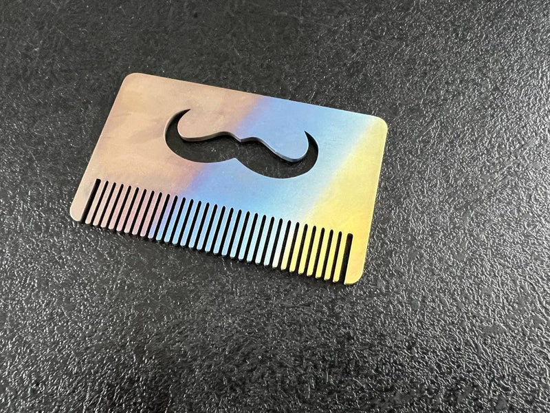 Load image into Gallery viewer, Titanium Mustache Comb from Calti, edc tool, tactical tool, edc, every day carry, titanium edc, tactical edc, beard comb, hipster comb
