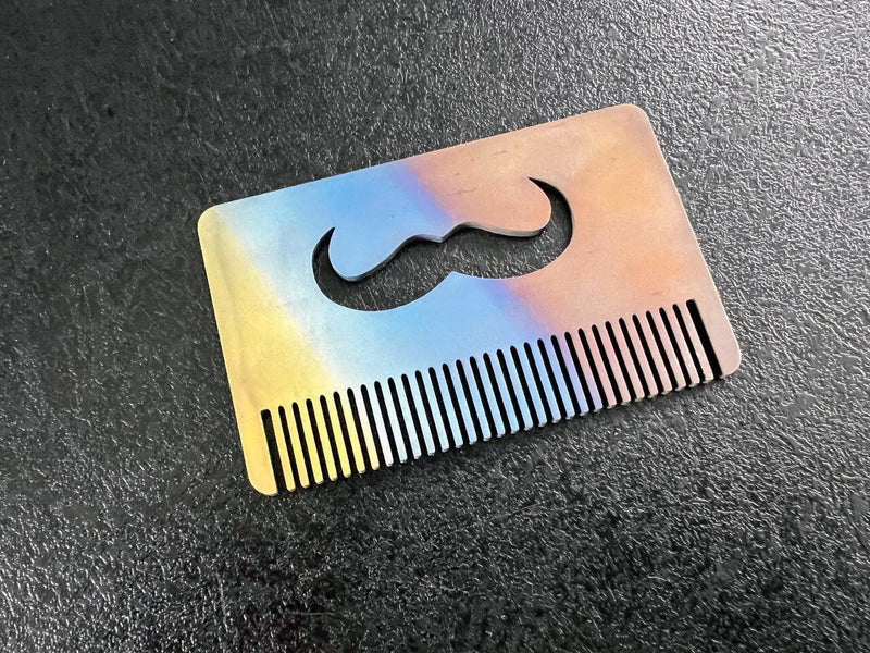 Load image into Gallery viewer, Titanium Mustache Comb from Calti, edc tool, tactical tool, edc, every day carry, titanium edc, tactical edc, beard comb, hipster comb
