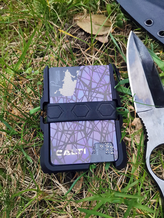 Tactical Black EDC Minimalist Slim Wallet by CALTI, RFID Protect, Mens Wallet, Business Card Holder, Front Pocket Wallet, Tactical Wallet