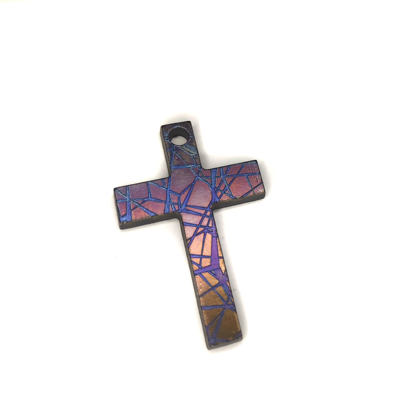 Load image into Gallery viewer, Custom Laser Engraved Titanium Cross, Hypoallergic Christian Custom Accessory, Necklace or Keychain
