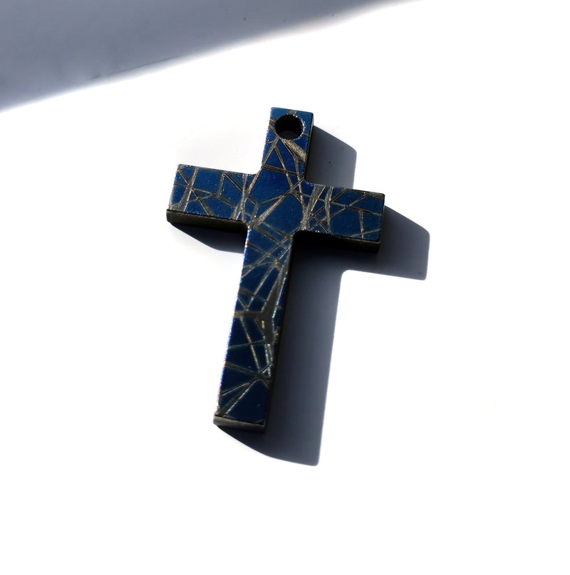 Load image into Gallery viewer, Custom Laser Engraved Titanium Cross, Hypoallergic Christian Custom Accessory, Necklace or Keychain
