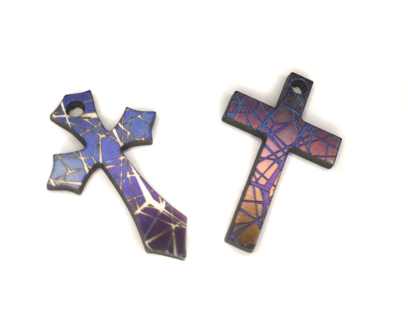 Load image into Gallery viewer, Custom Laser Engraved Titanium Cross, Hypoallergic Christian Custom Accessory, Necklace or Keychain
