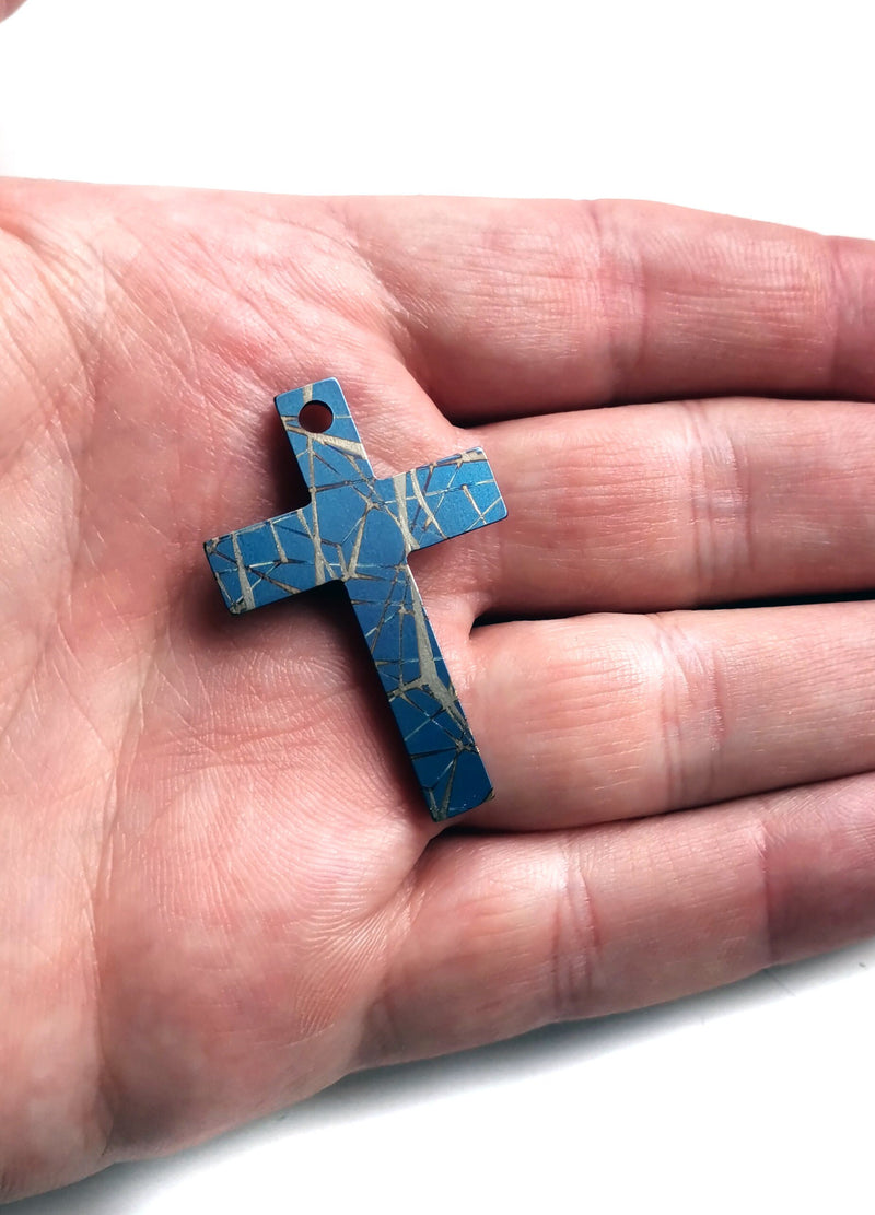 Load image into Gallery viewer, Custom Laser Engraved Titanium Cross, Hypoallergic Christian Custom Accessory, Necklace or Keychain
