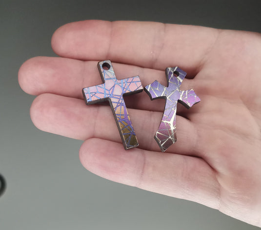 Custom Laser Engraved Titanium Cross, Hypoallergic Christian Custom Accessory, Necklace or Keychain