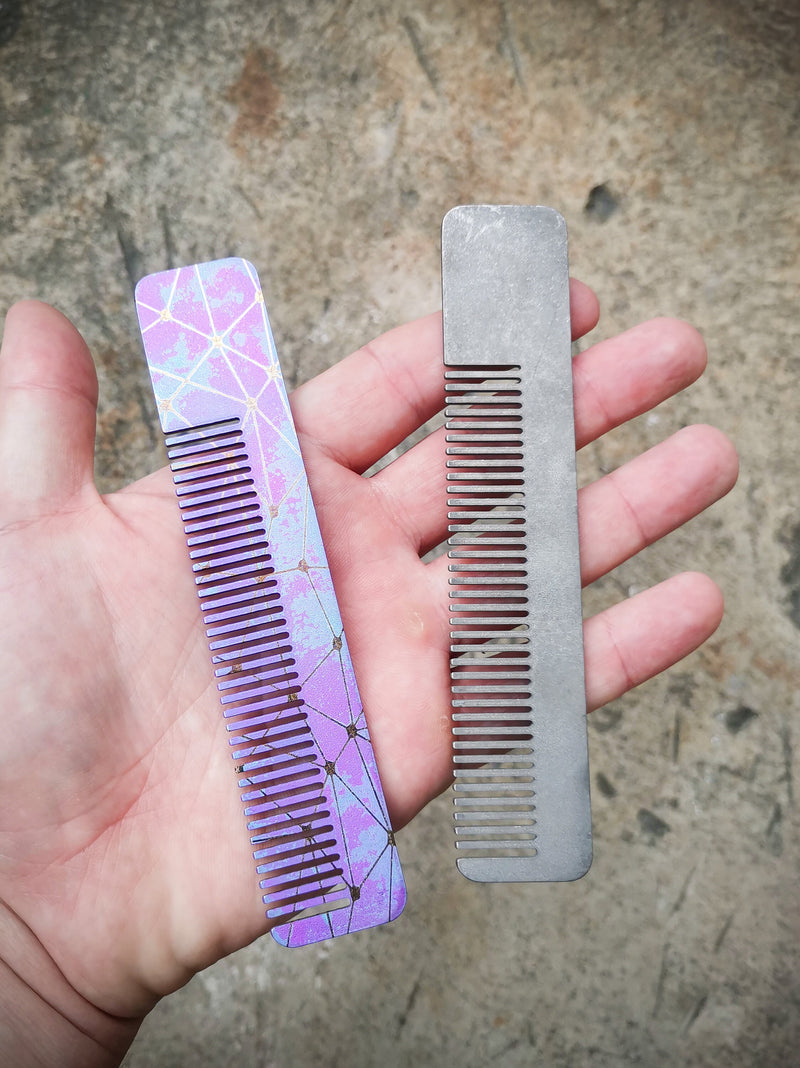 Load image into Gallery viewer, Titanium Small Travel Comb from Calti, edc tool, edc, every day carry, hair comd, titanium edc, tactical edc, punisher custom
