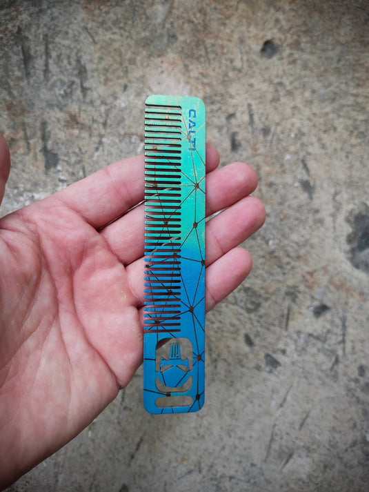 Custom Titanium Middle Travel Comb from Calti, edc tool, edc, every day carry, hair comd, titanium edc, tactical edc, punisher custom